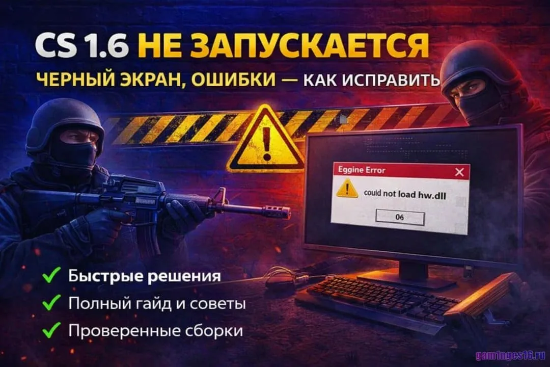 CS 1.6 не запускается: черный экран — решение