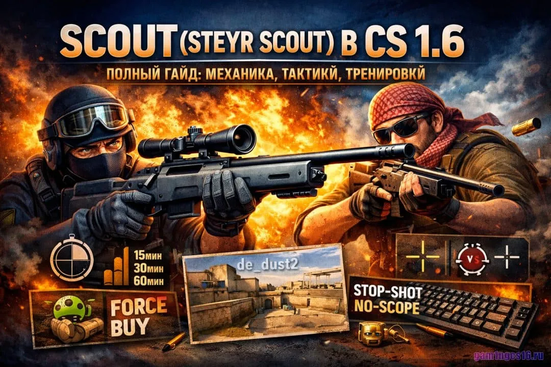 Steyr Scout (Скаут) в CS 1.6 — полный гайд: тактики и тренировки